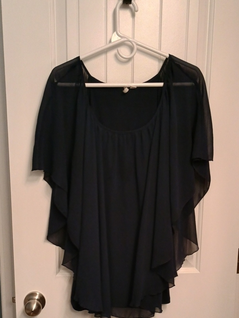 Sheer Layered Navy Women’s Blouse Top
